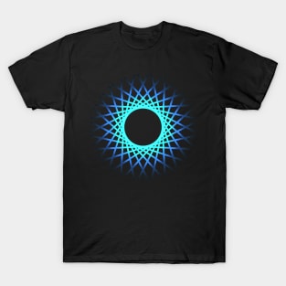 Futuristic circular design in blue T-Shirt